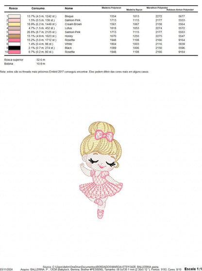 Ballerina embroidery designs - Ballet dancer embroidery design machine embroidery pattern - Girl with hair bun - Instant download pes jef