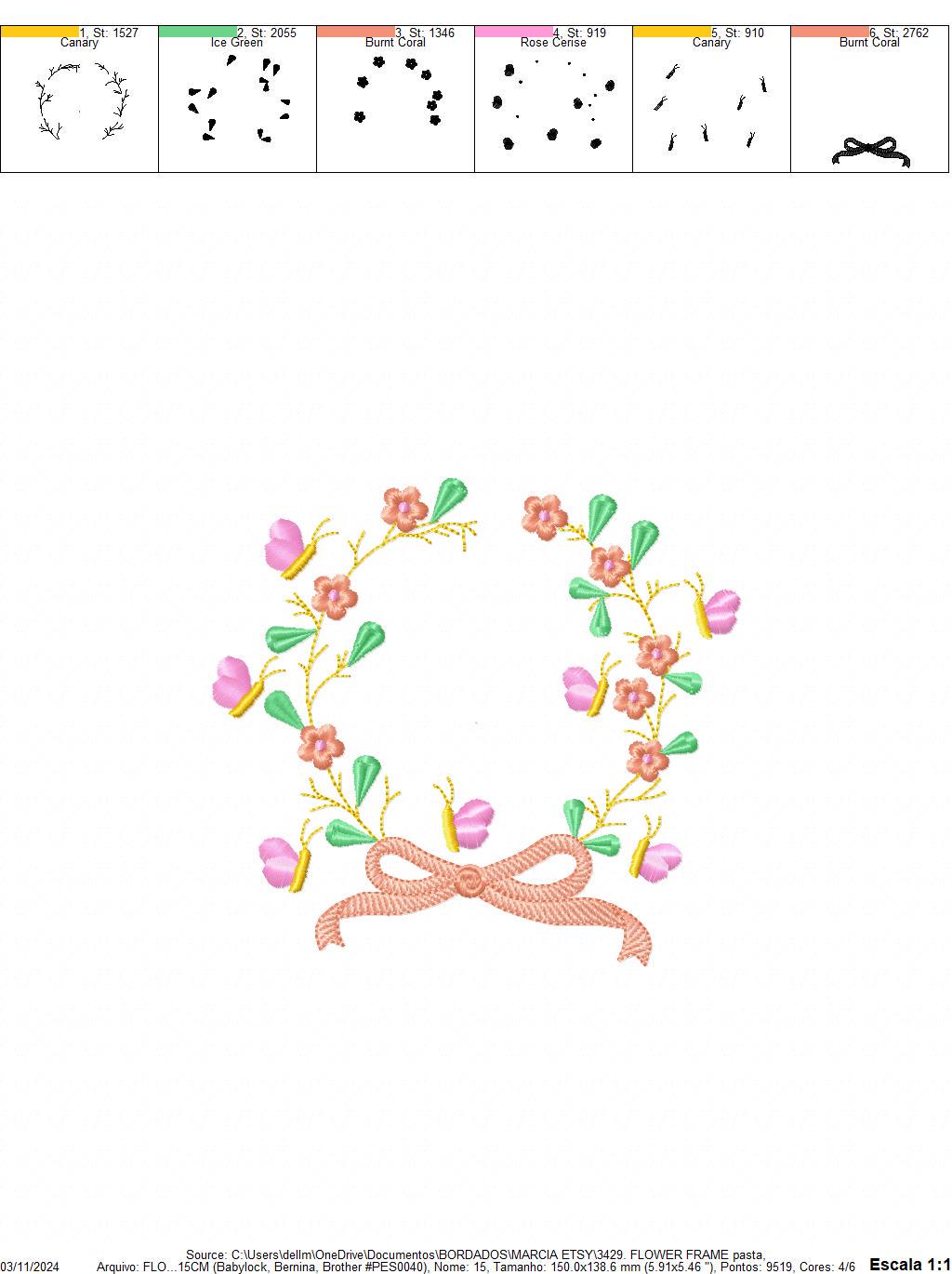 Laurel with lace and flowers embroidery designs - Floral wreath embroidery design machine embroidery pattern - instant digital download pes