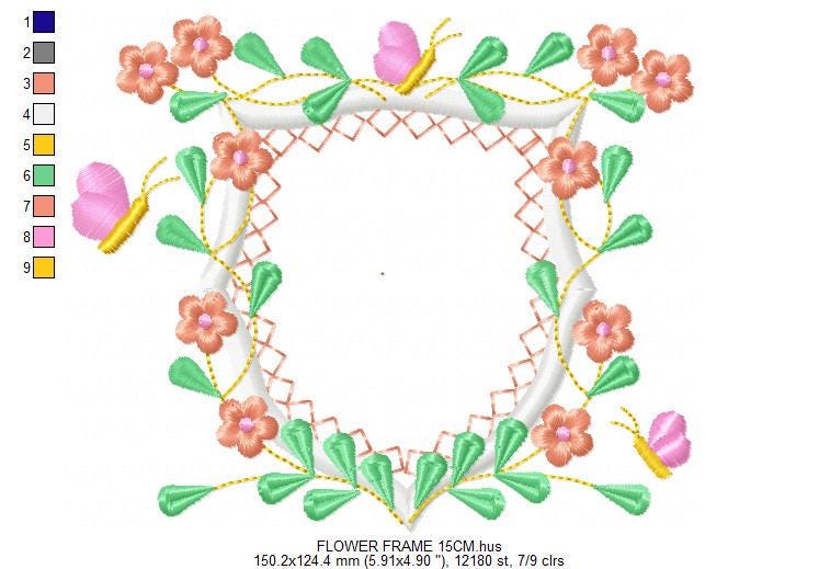 Frame embroidery designs - Flower embroidery design machine embroidery pattern - roses embroidery file - monogram frame applique design