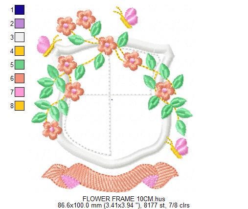Frame embroidery designs - Flower embroidery design machine embroidery pattern - roses embroidery file - monogram frame applique design