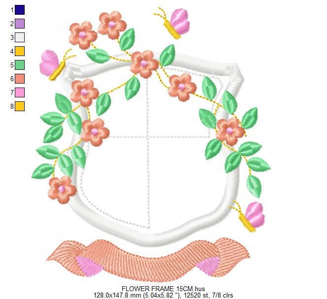 Frame embroidery designs - Flower embroidery design machine embroidery pattern - roses embroidery file - monogram frame applique design