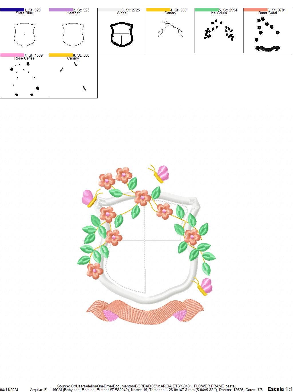 Frame embroidery designs - Flower embroidery design machine embroidery pattern - roses embroidery file - monogram frame applique design