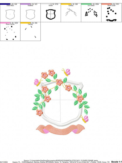 Frame embroidery designs - Flower embroidery design machine embroidery pattern - roses embroidery file - monogram frame applique design