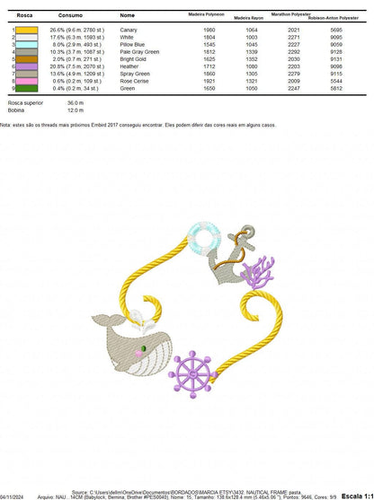 Whale Frame embroidery designs - Anchor embroidery design machine embroidery pattern - Ocean embroidery file - sea animal - Instant download