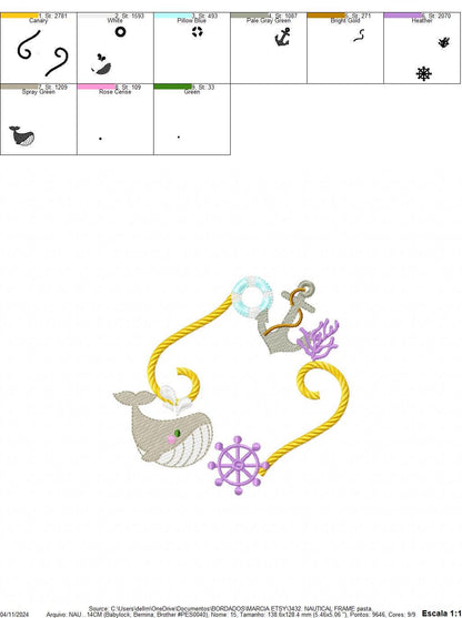 Whale Frame embroidery designs - Anchor embroidery design machine embroidery pattern - Ocean embroidery file - sea animal - Instant download