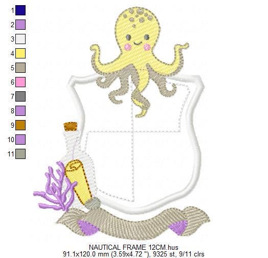 Octopus Frame embroidery design - Sea animal applique embroidery designs machine embroidery pattern - Ocean Life - Instant Digital download