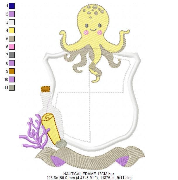 Octopus Frame embroidery design - Sea animal applique embroidery designs machine embroidery pattern - Ocean Life - Instant Digital download