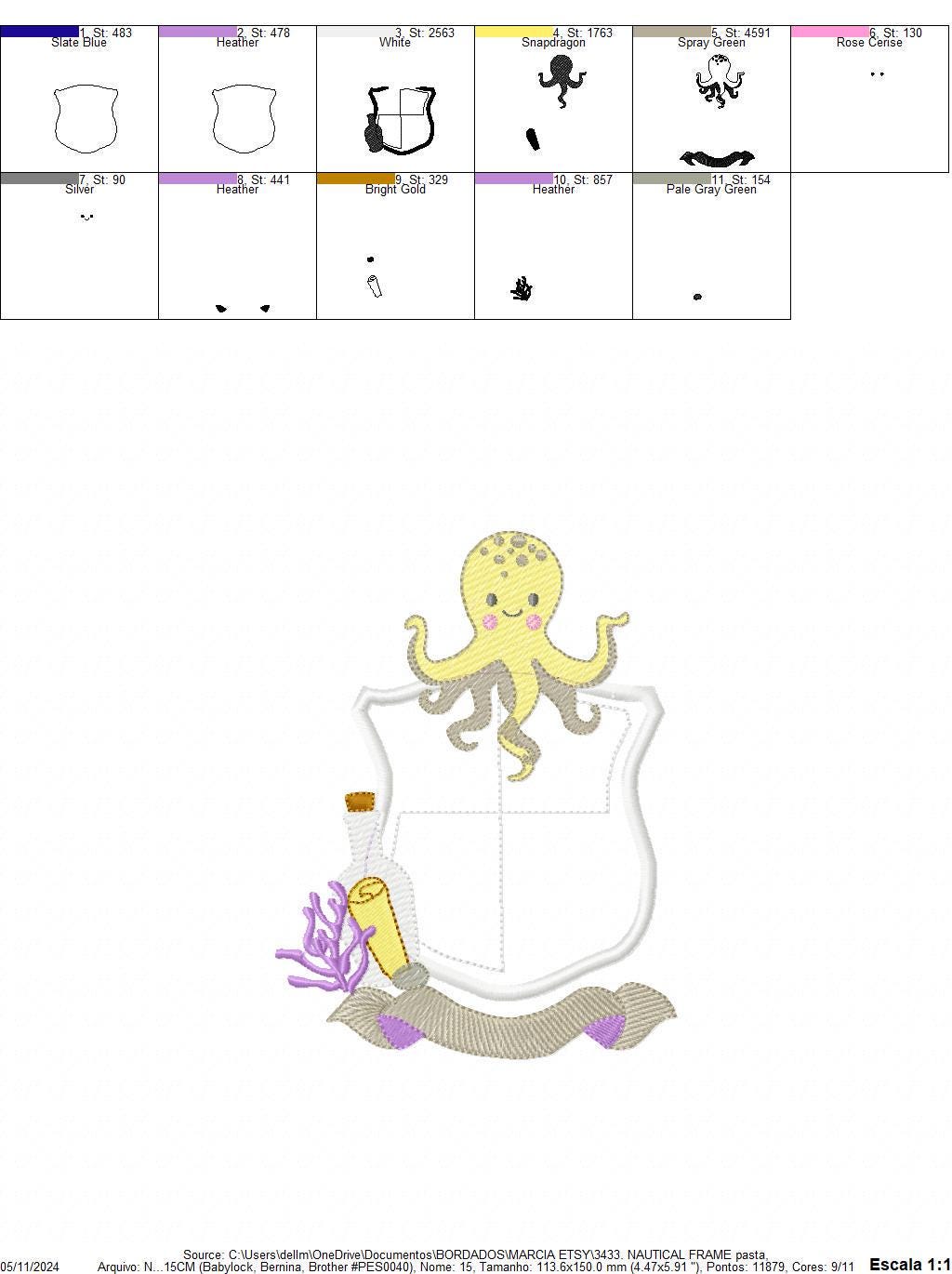 Octopus Frame embroidery design - Sea animal applique embroidery designs machine embroidery pattern - Ocean Life - Instant Digital download