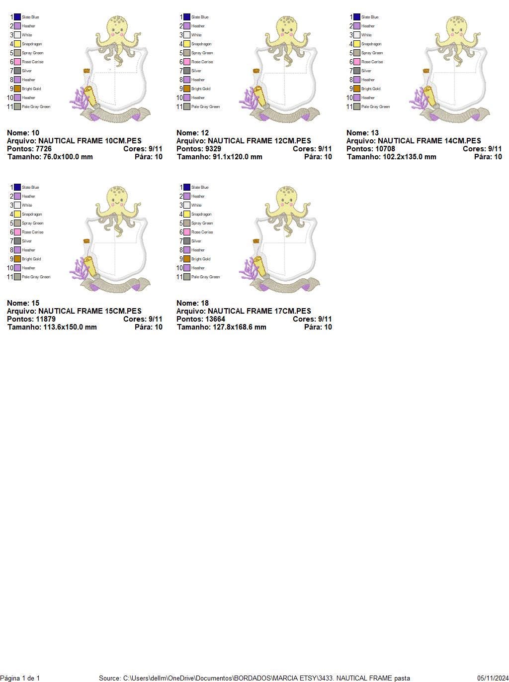 Octopus Frame embroidery design - Sea animal applique embroidery designs machine embroidery pattern - Ocean Life - Instant Digital download