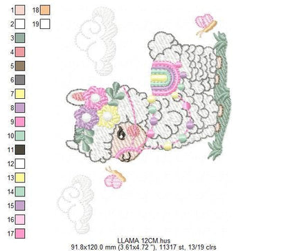 Llama embroidery design - Animal with flowers embroidery designs machine embroidery pattern - Baby girl embroidery file - Instant download