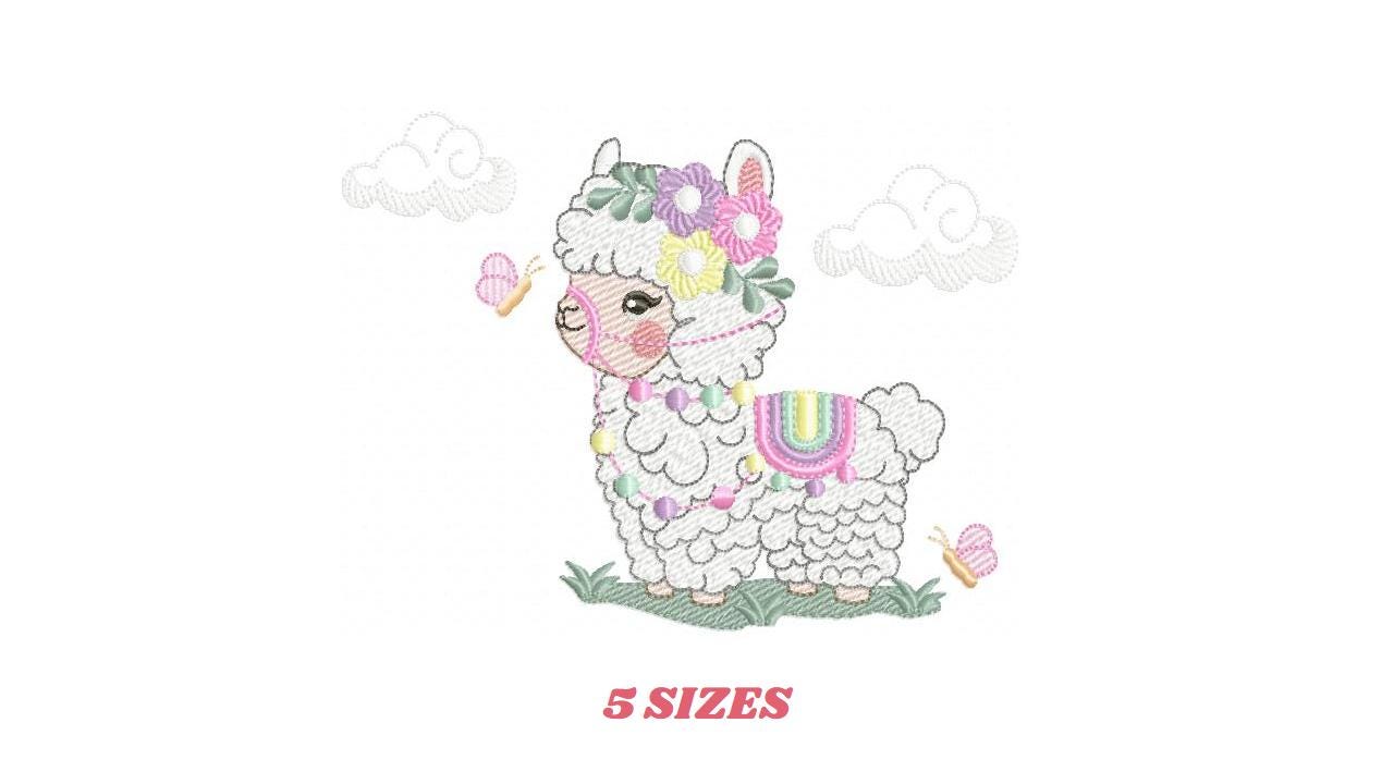 Llama embroidery design - Animal with flowers embroidery designs machine embroidery pattern - Baby girl embroidery file - Instant download