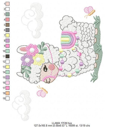 Llama embroidery design - Animal with flowers embroidery designs machine embroidery pattern - Baby girl embroidery file - Instant download