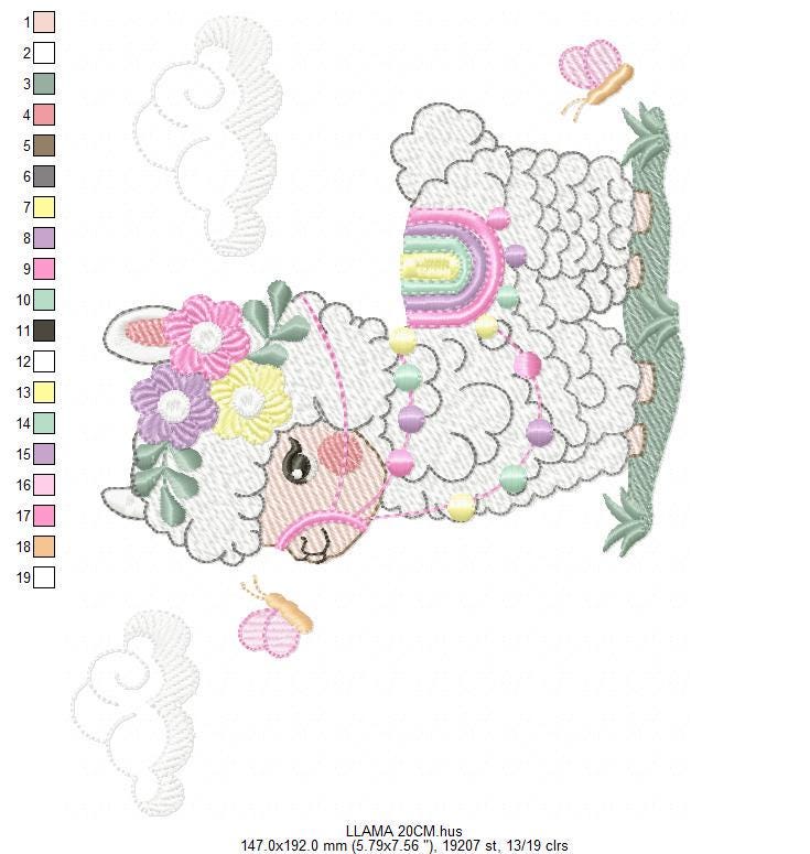 Llama embroidery design - Animal with flowers embroidery designs machine embroidery pattern - Baby girl embroidery file - Instant download