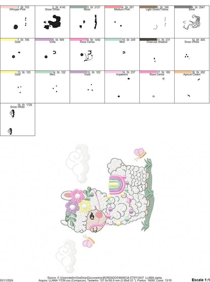 Llama embroidery design - Animal with flowers embroidery designs machine embroidery pattern - Baby girl embroidery file - Instant download