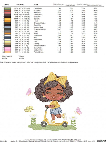 Girl embroidery designs - Girl with black hair embroidery design machine embroidery pattern - Curly hair girl with flower - Instant download