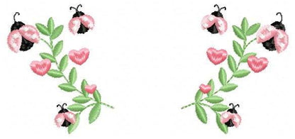 Ladybug Laurel Frame embroidery designs - Flower Wreath with hearts embroidery machine embroidery pattern - Kitchen Towel - instant download