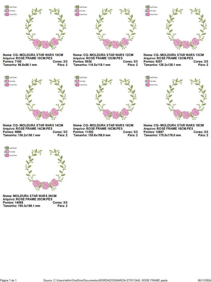 Monogram Roses Frame embroidery designs - Laurel with Flowers embroidery design machine embroidery pattern - Rose wreath - Instant download