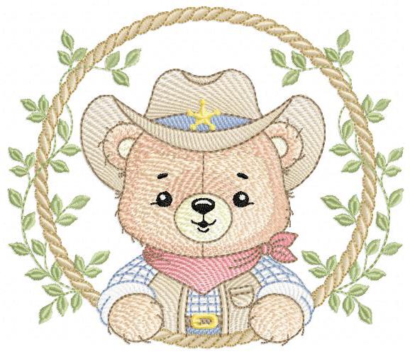 Cowboy Rope Frame embroidery designs - Cowboy bear with hat embroidery design machine embroidery pattern - Instant download pes jef dst hus
