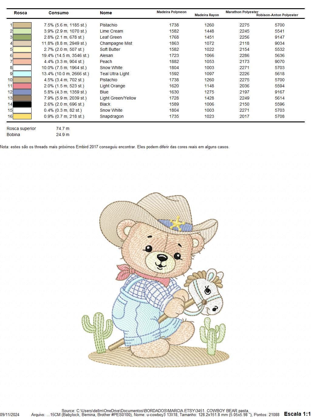 Cowboy Bear with horse embroidery designs - Sheriff Teddy Bear with hat embroidery design machine embroidery pattern - nstant download jef