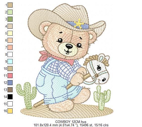 Cowboy Bear with horse embroidery designs - Sheriff Teddy Bear with hat embroidery design machine embroidery pattern - nstant download jef