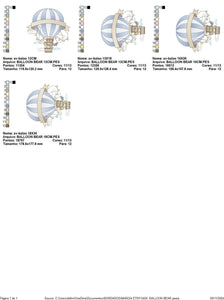 Bear with hot air balloon embroidery designs - Balloon with flags and clouds embroidery design machine embroidery pattern - instant download