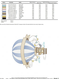 Bear with hot air balloon embroidery designs - Balloon with flags and clouds embroidery design machine embroidery pattern - instant download