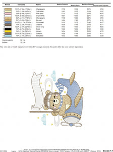 Pilot Bear embroidery designs - Plane embroidery design machine embroidery pattern - Aviator Teddy Bear embroidery file - instant download