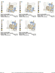 Pilot Bear embroidery designs - Plane embroidery design machine embroidery pattern - Aviator Teddy Bear embroidery file - instant download