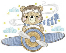 Cargar imagen en el visor de la galería, Pilot Bear embroidery designs - Plane embroidery design machine embroidery pattern - Aviator Teddy Bear embroidery file - instant download
