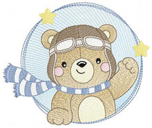 Cargar imagen en el visor de la galería, Pilot Bear embroidery designs - Plane embroidery design machine embroidery pattern - Aviator Teddy bear frame file - Instant download pes
