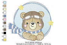 Cargar imagen en el visor de la galería, Pilot Bear embroidery designs - Plane embroidery design machine embroidery pattern - Aviator Teddy bear embroidery file - instant download
