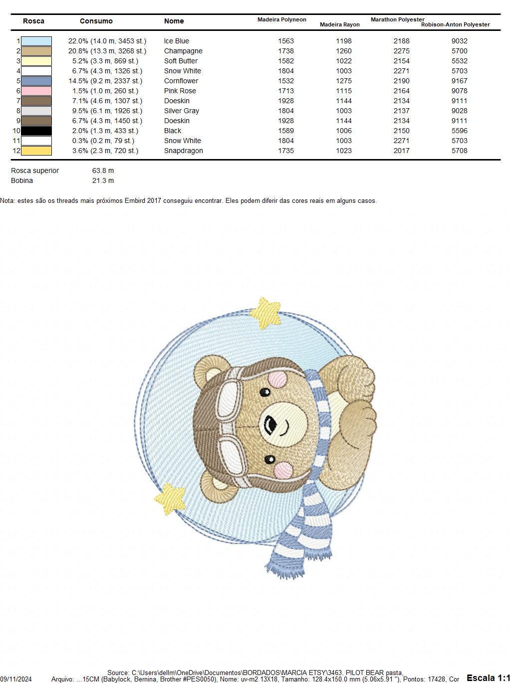 Pilot Bear embroidery designs - Plane embroidery design machine embroidery pattern - Aviator Teddy bear embroidery file - instant download