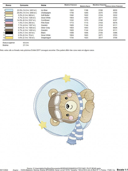Pilot Bear embroidery designs - Plane embroidery design machine embroidery pattern - Aviator Teddy bear embroidery file - instant download