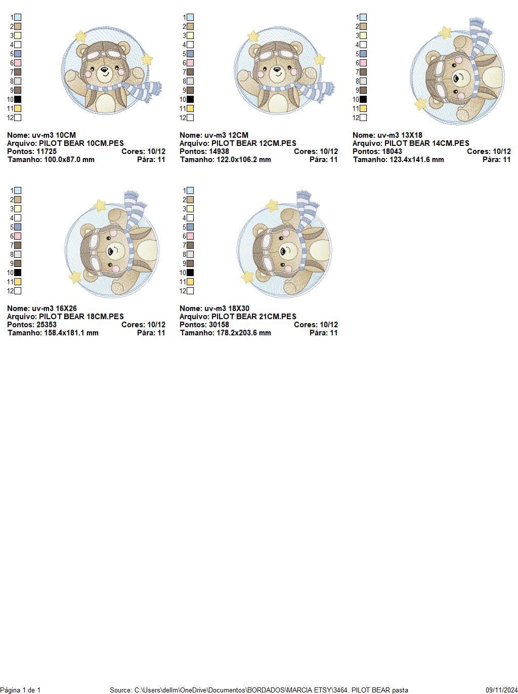 Pilot Bear Frame embroidery designs - Boy Aviator with cap and goggles embroidery design machine embroidery pattern - instant download pes