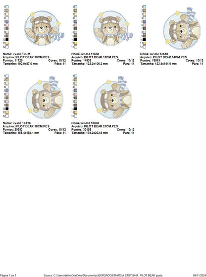 Pilot Bear Frame embroidery designs - Boy Aviator with cap and goggles embroidery design machine embroidery pattern - instant download pes