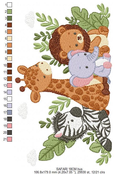 Safari animals embroidery designs - Lion Elephant Zebra and Giraffe embroidery design machine embroidery pattern - Instant download pes jef