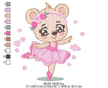 Carica l&#39;immagine nel visualizzatore di Gallery, Ballerina Bear embroidery designs - Ballerina with flowers embroidery design machine embroidery pattern - Ballet dancer - Instant download
