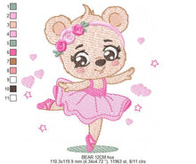 Carica l&#39;immagine nel visualizzatore di Gallery, Ballerina Bear embroidery designs - Ballerina with flowers embroidery design machine embroidery pattern - Ballet dancer - Instant download
