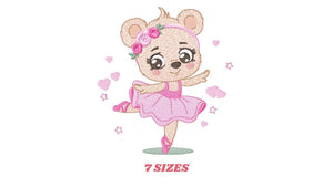 Ballerina Bear embroidery designs - Ballerina with flowers embroidery design machine embroidery pattern - Ballet dancer - Instant download