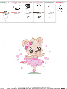 Ballerina Bear embroidery designs - Ballerina with flowers embroidery design machine embroidery pattern - Ballet dancer - Instant download