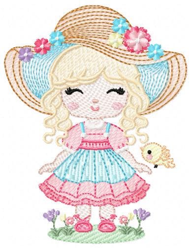 Peasant Girl embroidery designs - Flower girl embroidery design machine embroidery pattern - Farmer embroidery file - Instant download pes