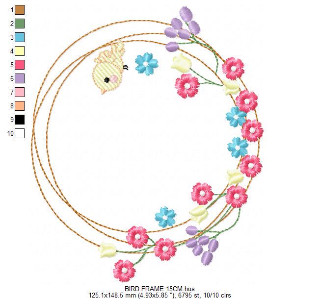 Bird with flower frame embroidery designs - Birds frame embroidery design machine embroidery pattern - Floral file - Instant download pes