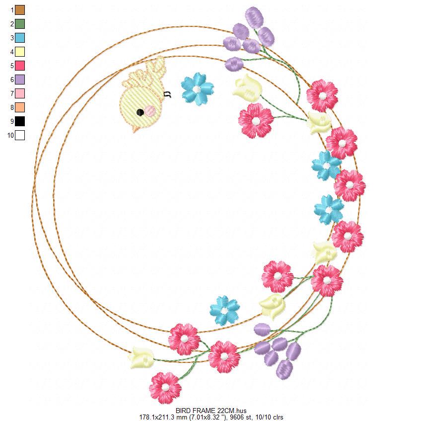Bird with flower frame embroidery designs - Birds frame embroidery design machine embroidery pattern - Floral file - Instant download pes