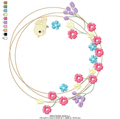 Bird with flower frame embroidery designs - Birds frame embroidery design machine embroidery pattern - Floral file - Instant download pes