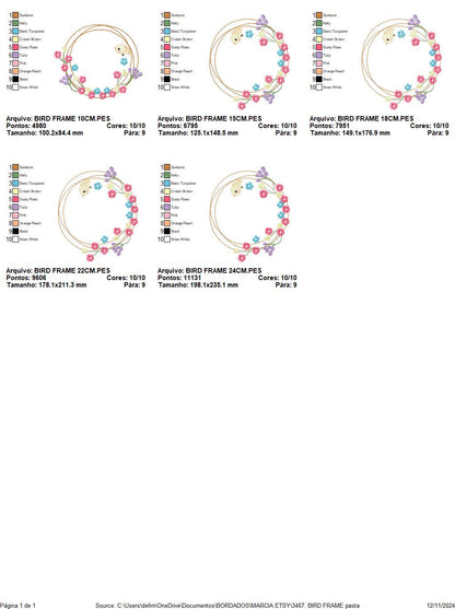 Bird with flower frame embroidery designs - Birds frame embroidery design machine embroidery pattern - Floral file - Instant download pes