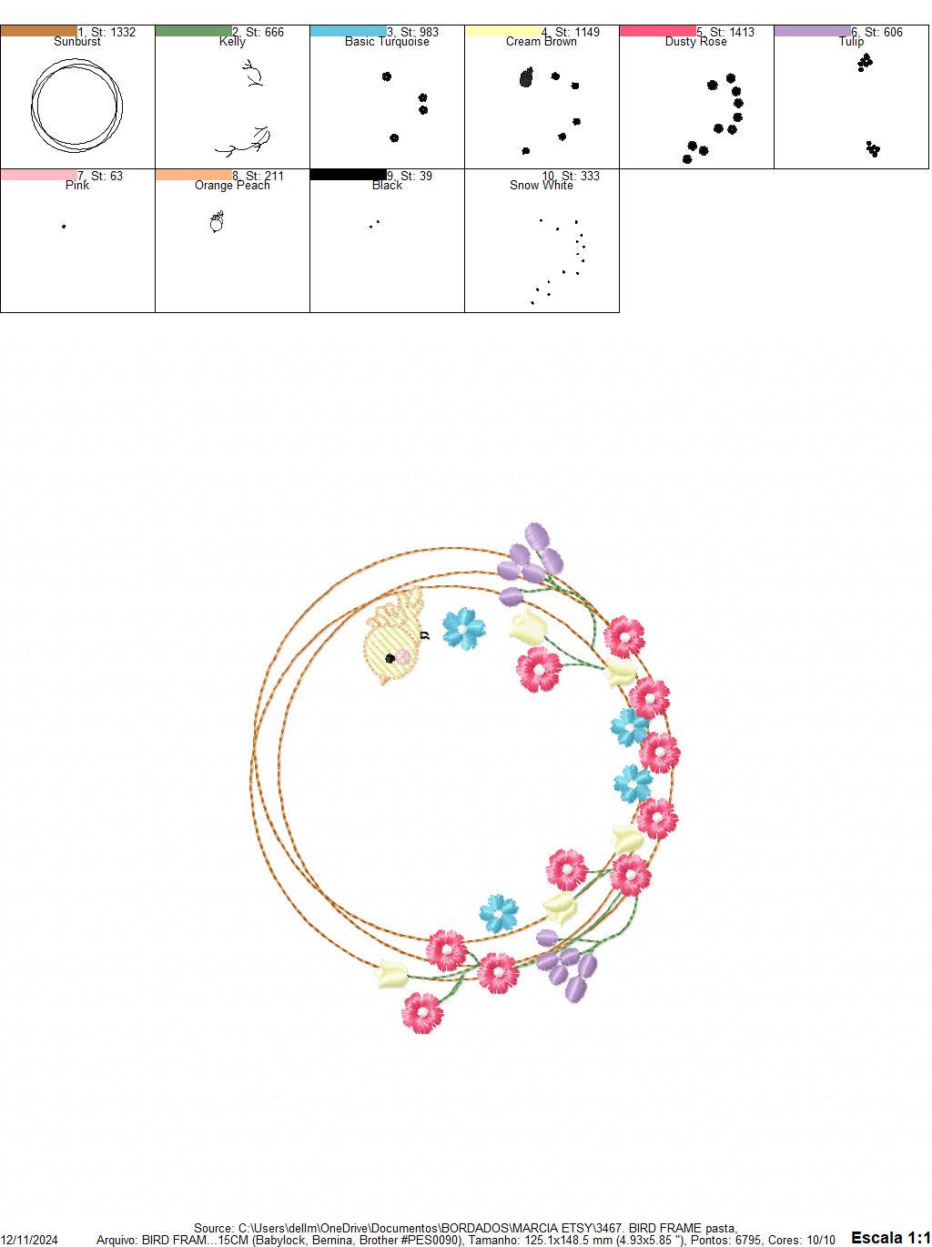 Bird with flower frame embroidery designs - Birds frame embroidery design machine embroidery pattern - Floral file - Instant download pes