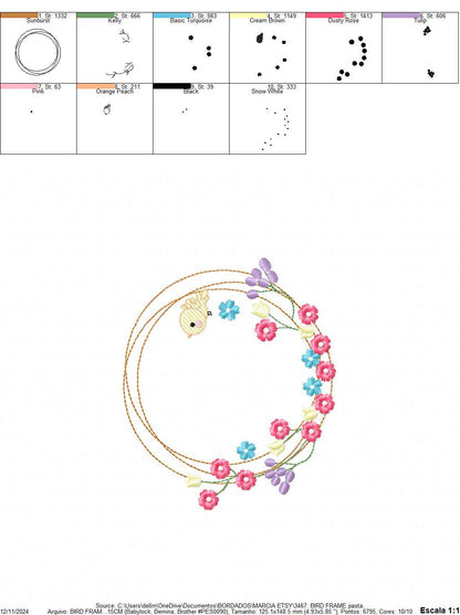 Bird with flower frame embroidery designs - Birds frame embroidery design machine embroidery pattern - Floral file - Instant download pes