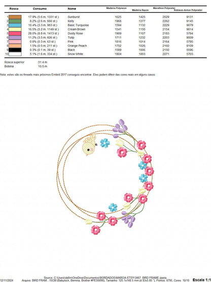 Bird with flower frame embroidery designs - Birds frame embroidery design machine embroidery pattern - Floral file - Instant download pes