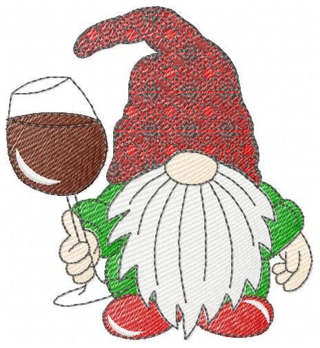 Wine Gnome embroidery designs - Troll Elf with wine glass embroidery design machine embroidery pattern - instant digital download pes jef