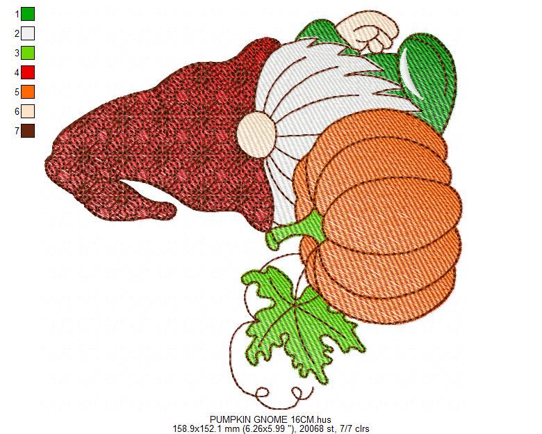 Pumpkin Gnome embroidery designs - Garden Elf Troll embroidery design machine embroidery pattern - instant digital download pes jef dst vp3